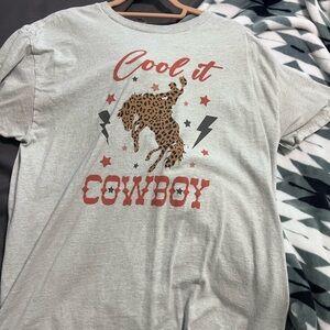Gildan Gray Short Sleeve Tee Retro Western Design